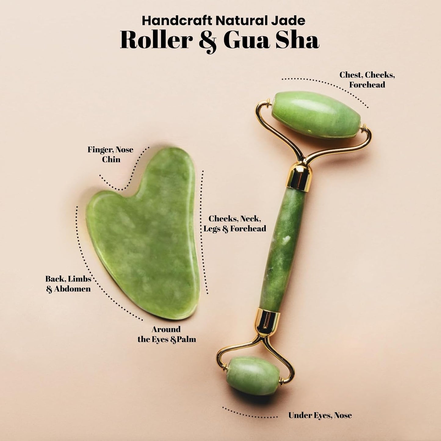 Jade Face Roller And Gua Sha Set For Gentle Facial Massage