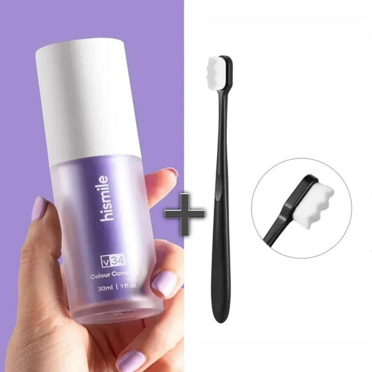 Tooth Color Corrector Purple Toothpaste + Tooth Brush – Whitening Booster